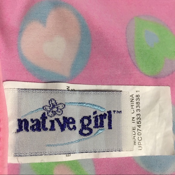 Swim cover up skirt pink hearts native girl Sz 6X - Picture 4 of 9